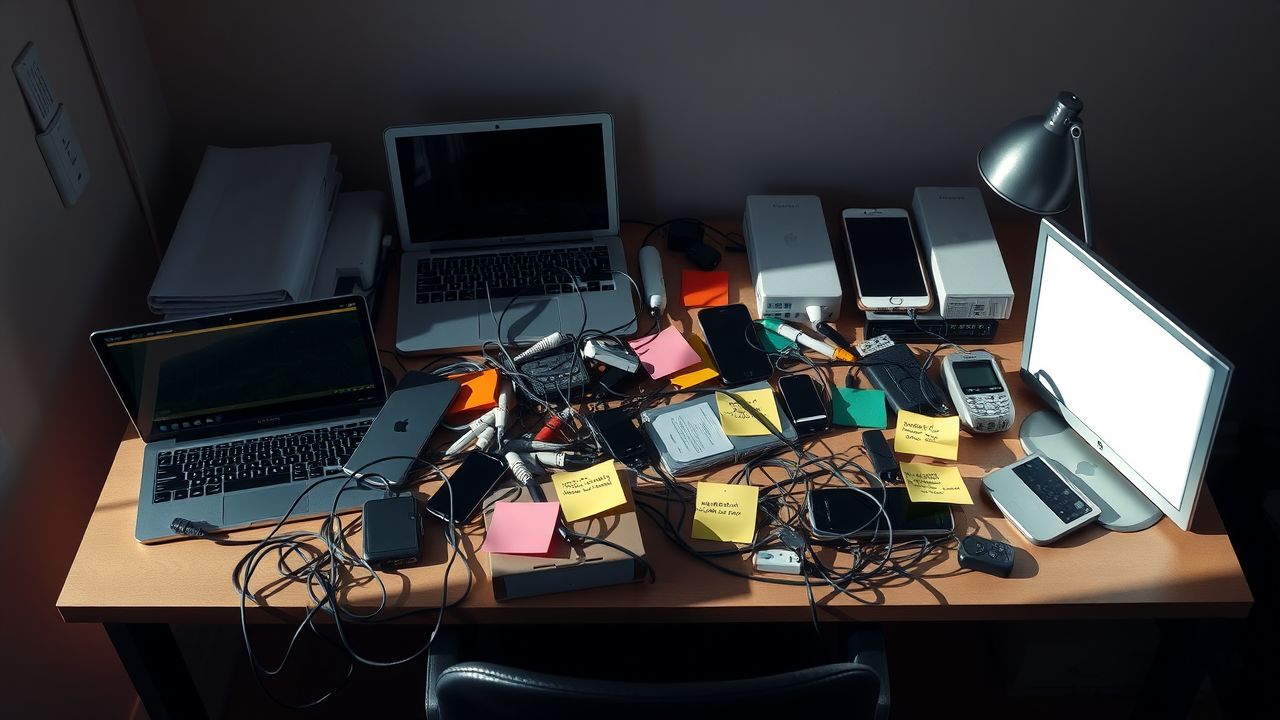 Een rommelig bureau met technologie en notities reflecteert complexe internetbeleidsontwikkelingen. Een rommelig bureau met technologie en notities reflecteert complexe internetbeleidsontwikkelingen.